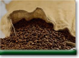 picture of roasted coffee beans spilling out of a burlap sack