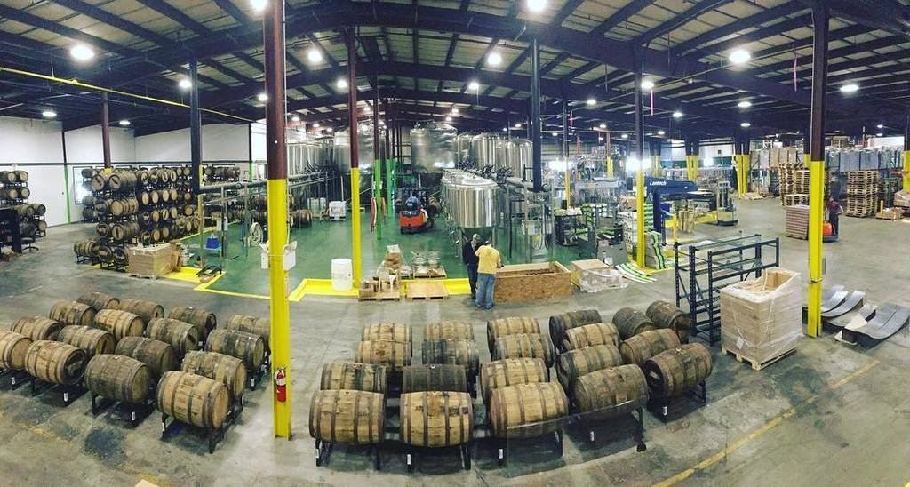 Jack's Abby warehouse with barrels